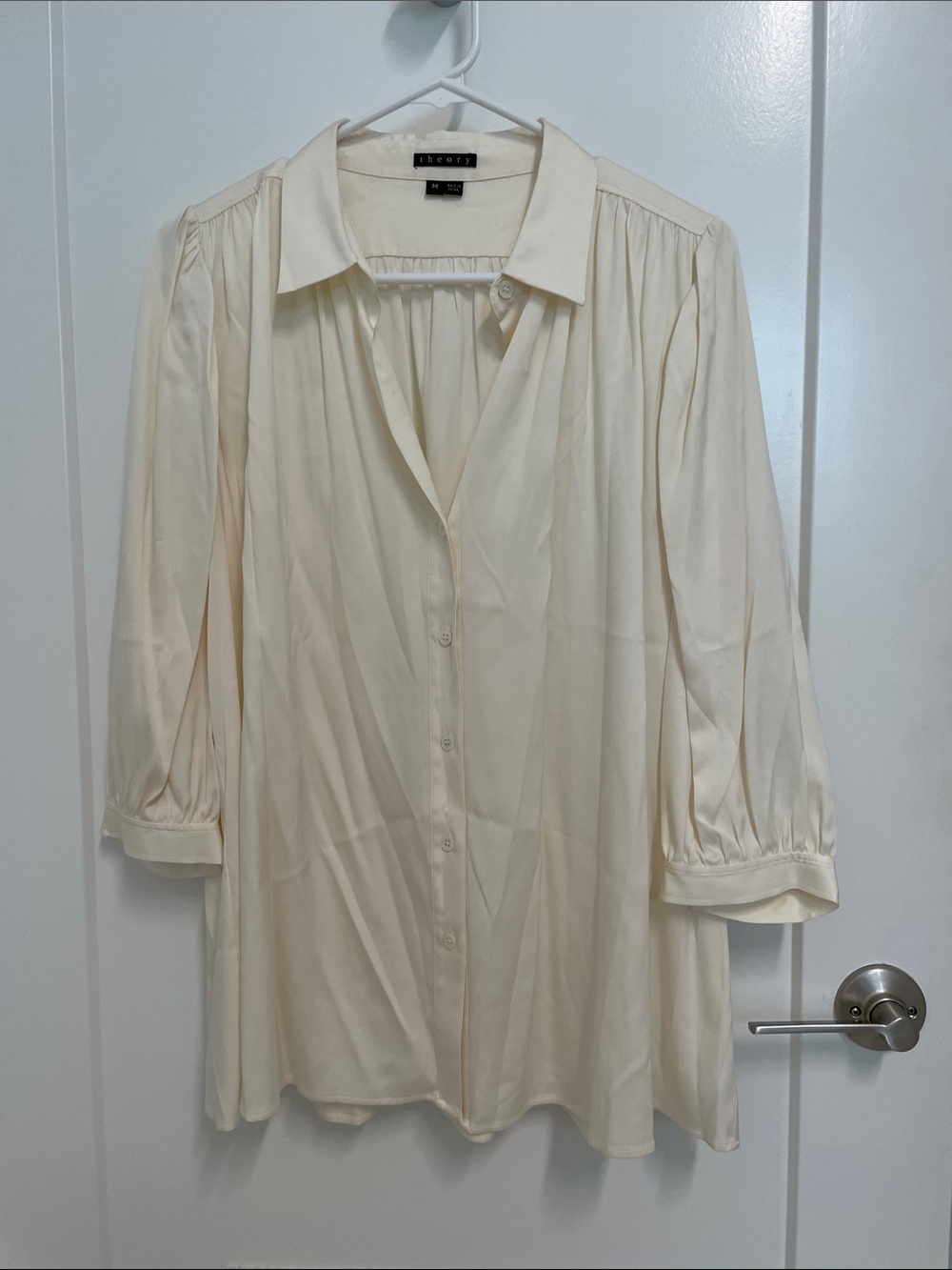 Theory Ivory Button-Front Blouse